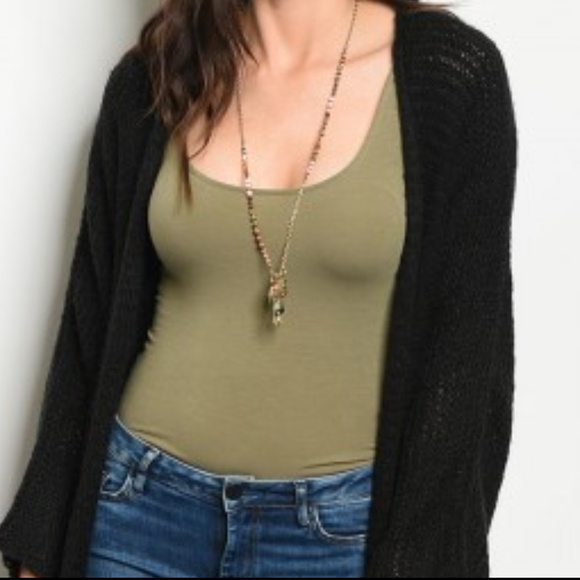 FULL LENGTH BLACK KNIT CARDIGAN - Picture 2 of 3